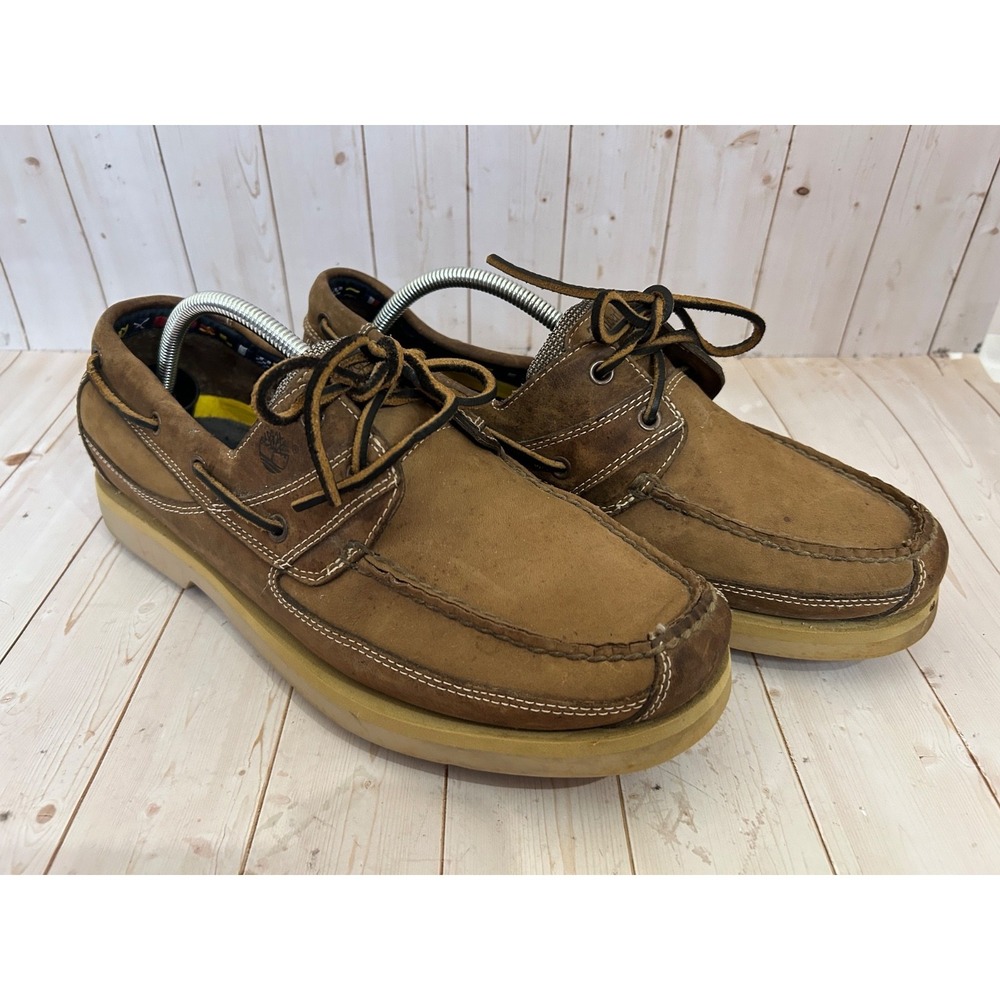 Timberland Kiawah Bay Men's Size 12M Tan All Leather2 Eye  Boat Shoes 71021